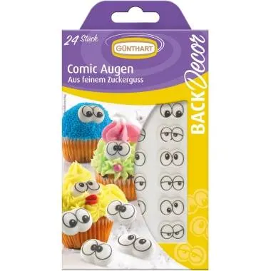 Cukrové oči na cupcaky od značky Günthart, balení 24 kusů, jedlé dekorace z cukru