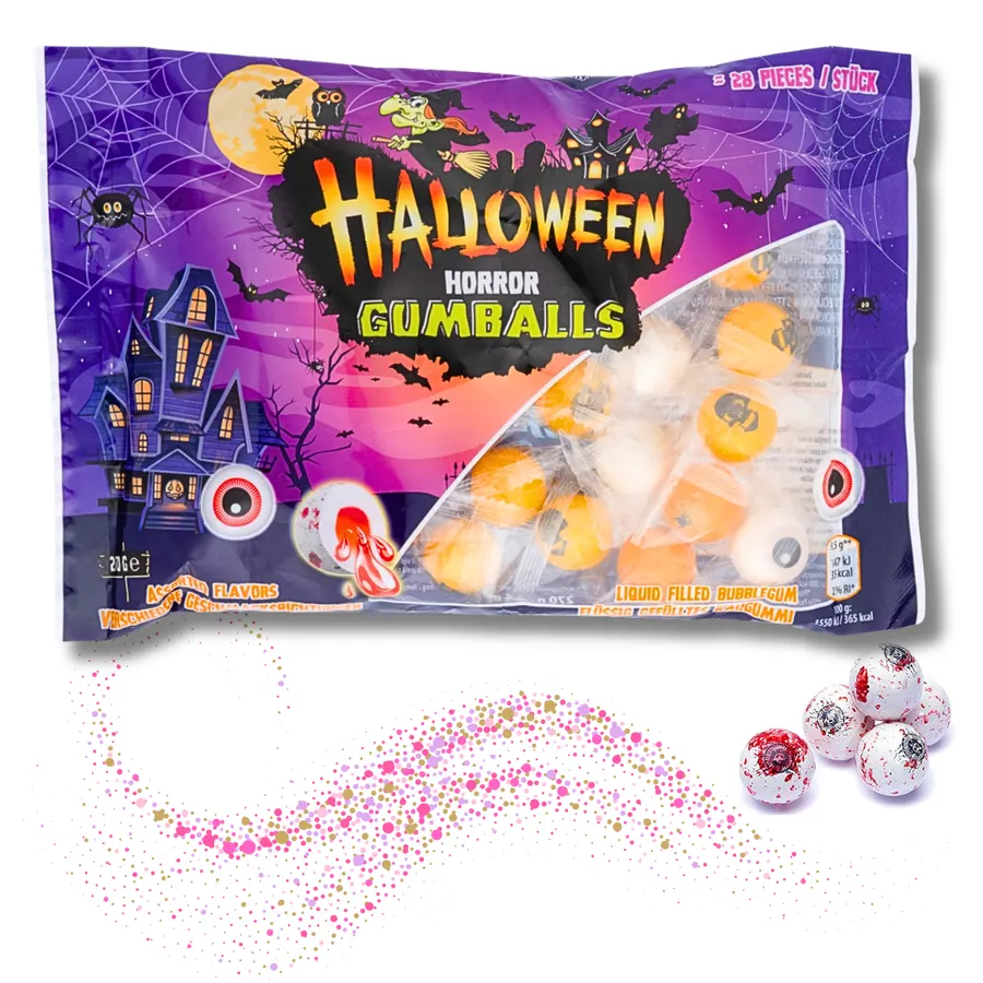 Halloween žvýkačky ve tvaru očí s ovocnou náplní, balení 270 g