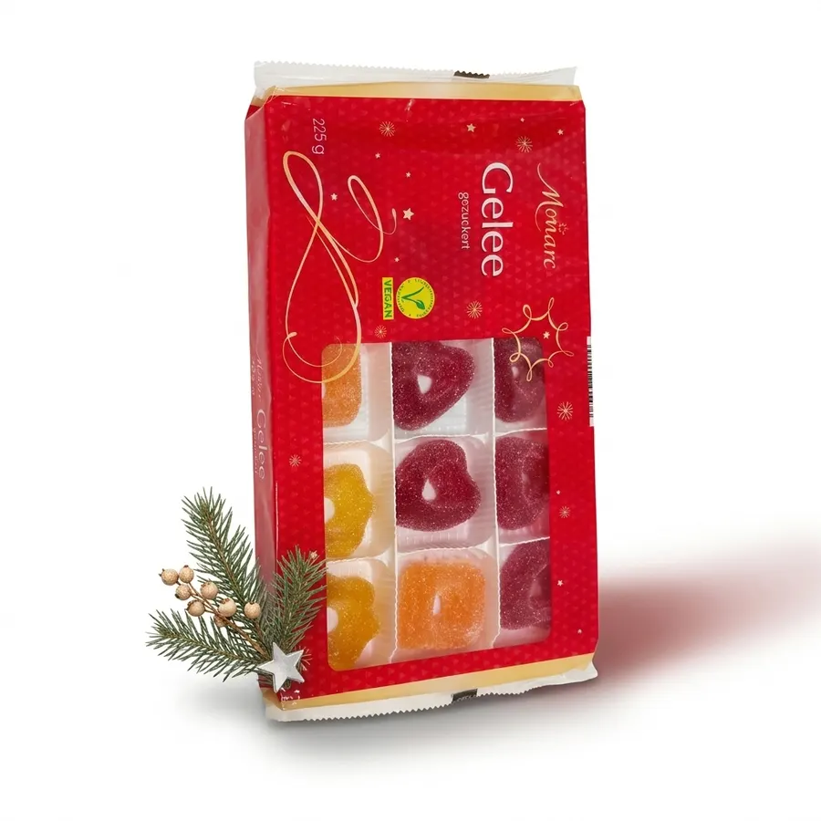 Cukrované želé Monarc Arabesky, pestré barevné kousky ve tvaru arabesek, balení 225 g