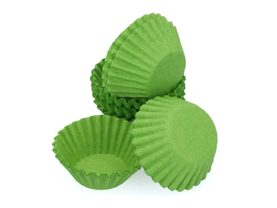 Zelené mini cukrářské košíčky na pralinky, balení 100 kusů