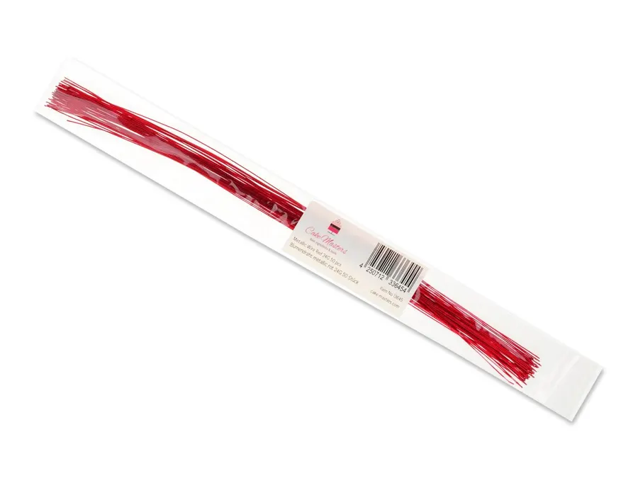 Lesklé sytě červené cukrářské floristické drátky o síle 0,812 mm, balení 50 kusů
