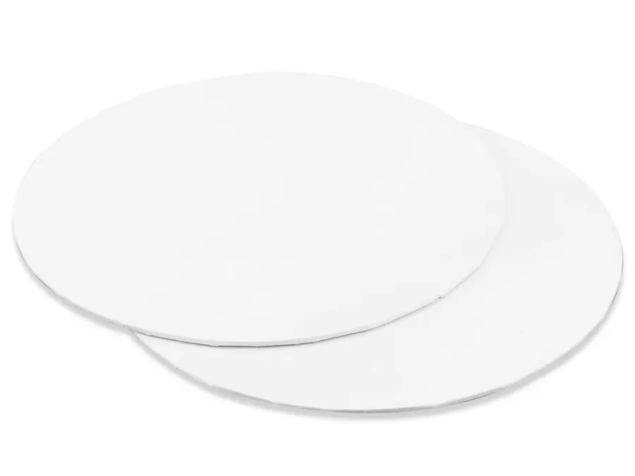Bílé kulaté dortové tácky o průměru 25 cm, sada tří kusů v balení