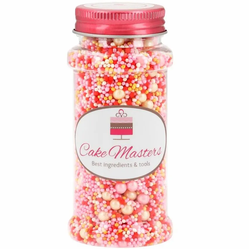 Mix růžových cukrářských perliček různých velikostí v balení 80 g