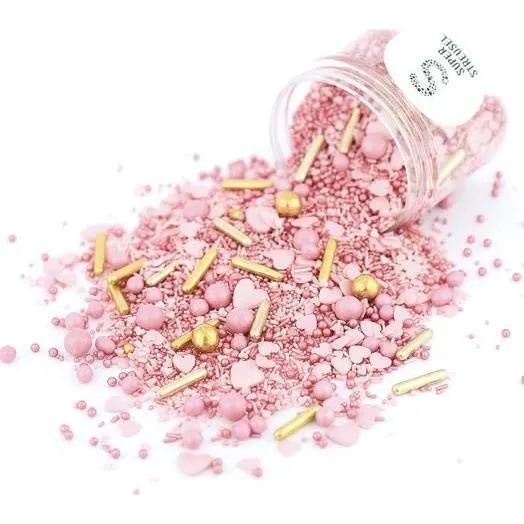Balení cukrového zdobení Super Streusel v růžovém valentýnském provedení, hmotnost 90 g