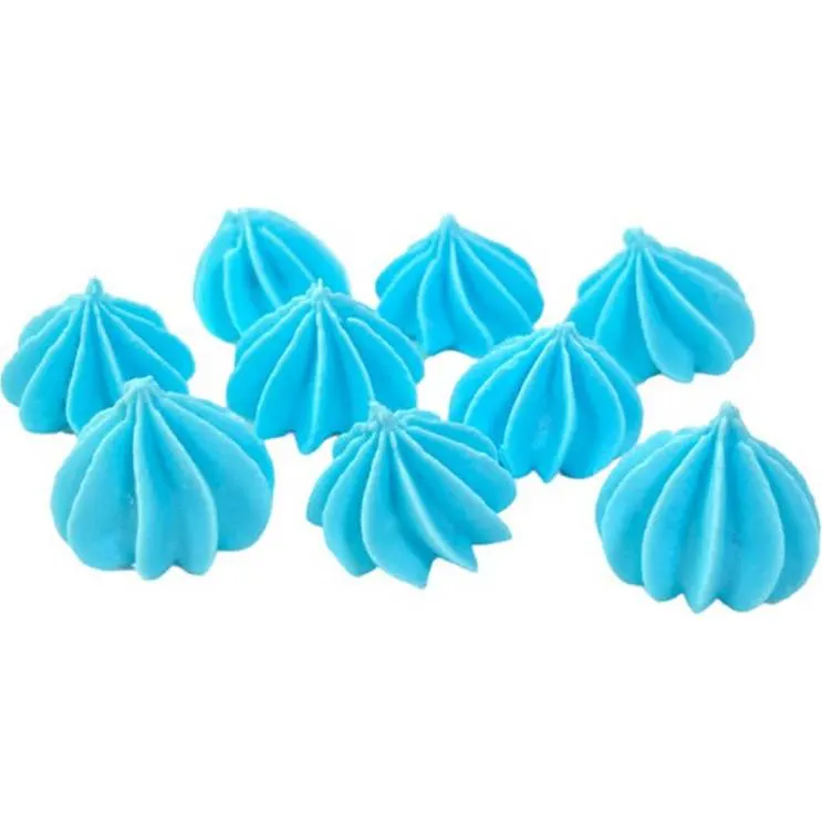 Modré mini pusinky z cukru na dekoraci dortů a cupcakes, balení 9 kusů