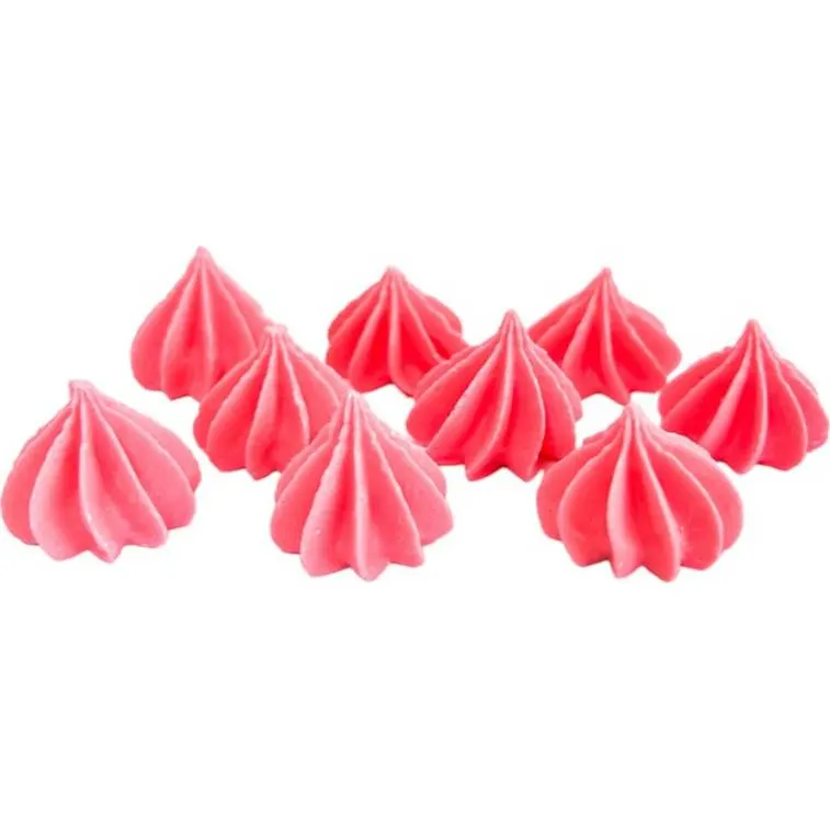 Mini růžové cukrové pusinky na zdobení dortů, balení 9 kusů