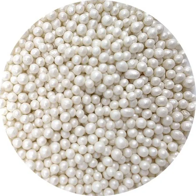 Bílé perleťové cukrovo-rýžové perly o průměru 5 mm v balení 80 g