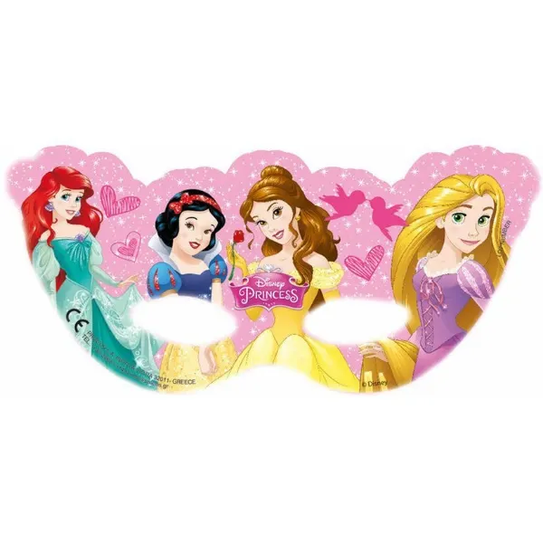 Papírové party masky s motivem Disney princezen, balení 6 kusů