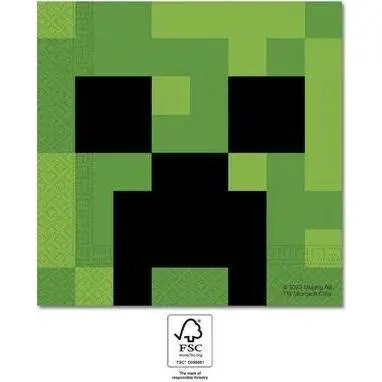 Papírové ubrousky s motivem Minecraftu, čtvercové 33 x 33 cm, balení 20 kusů