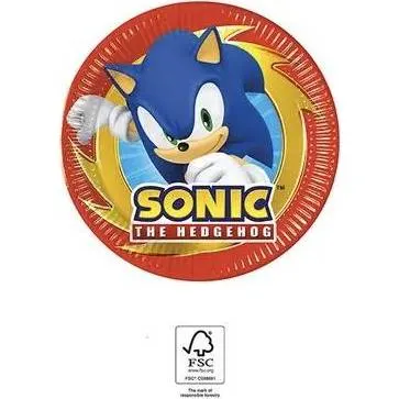 Papírový talířek s motivem Sonic, průměr 19,5 cm, balení 8 ks