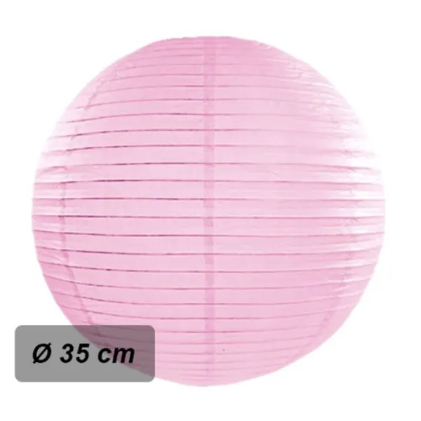 Kulatý papírový lampion v růžové barvě o průměru 35 cm, 1 ks