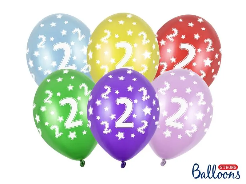 Metalické nafukovací balónky 30 cm v náhodných barvách, balení 6 kusů