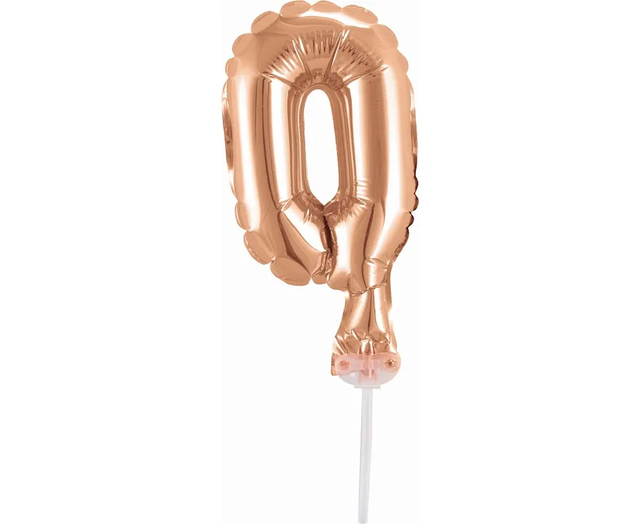 Nafukovací číslice 0 v rosegold barvě o výšce 13 cm na tyčce