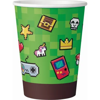 Papírové kelímky s motivem Minecraftu, objem 200 ml, balení 6 ks, barevný potisk