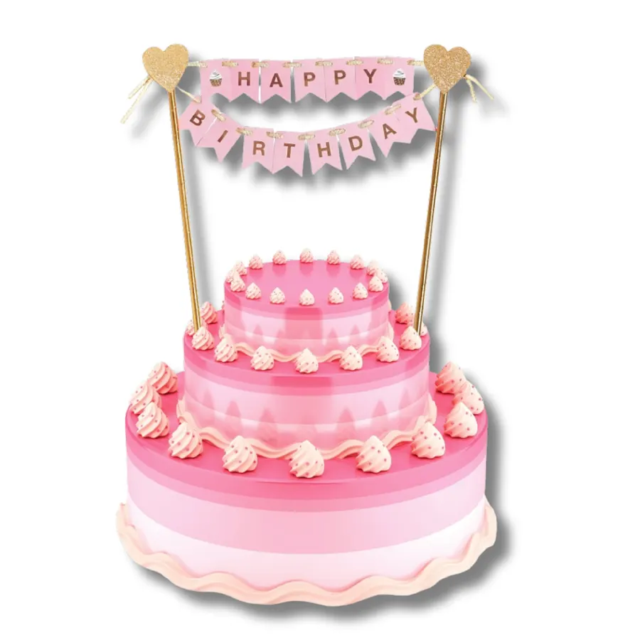 Zápich na dort Godan s nápisem Happy Birthday v růžovém provedení pro holčičky
