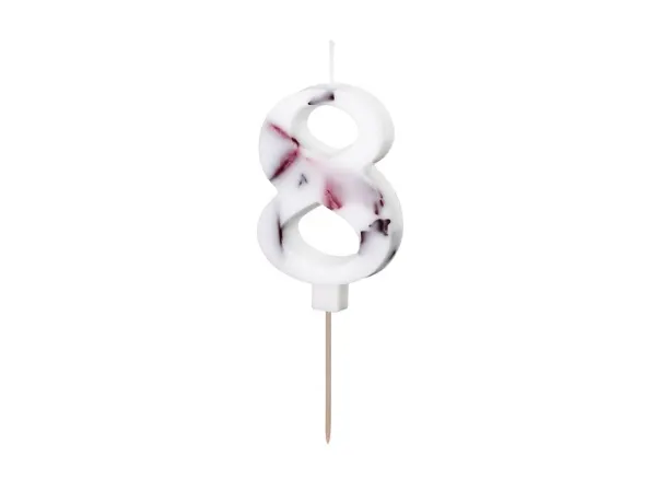 Dortová svíčka ve tvaru číslice 8 s okvětními lístky, 8 cm, 1 ks