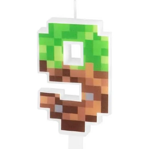 Dortová svíčka Minecraft ve tvaru číslice 9, výška 7 cm, značka Party Pal
