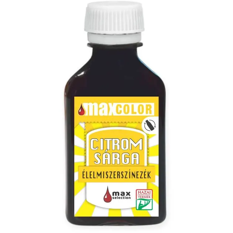 Tekutá potravinářská barva MaxColor v žluté barvě, lahvička o objemu 30 ml