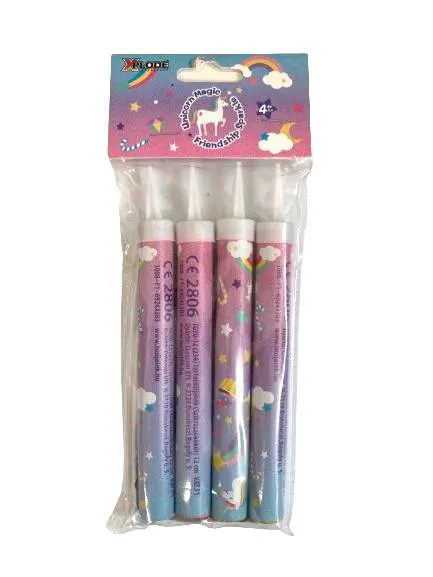 Dortová fontána s motivem jednorožce, výška 12 cm, balení 4 kusů v sadě