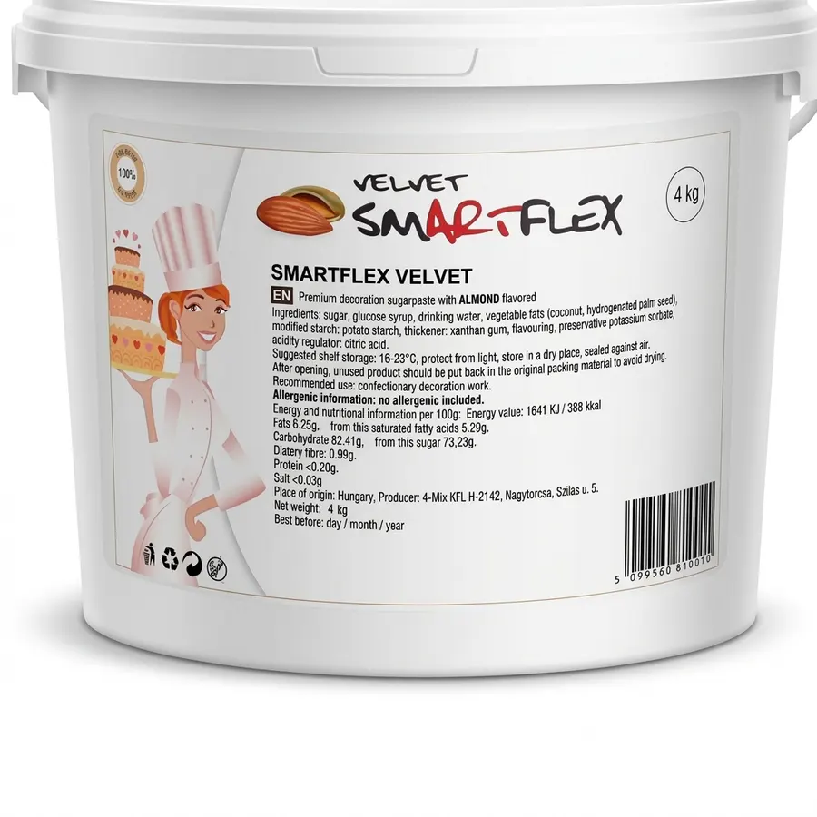 Bílá potahovací dortová hmota Smartflex s mandlovou příchutí, balení 4 kg