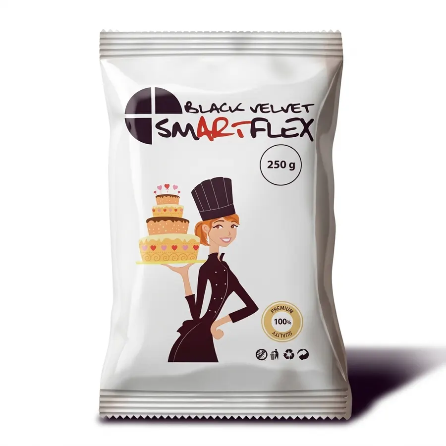 Černá potahovací dortová hmota s vanilkovou příchutí, balení 250 g