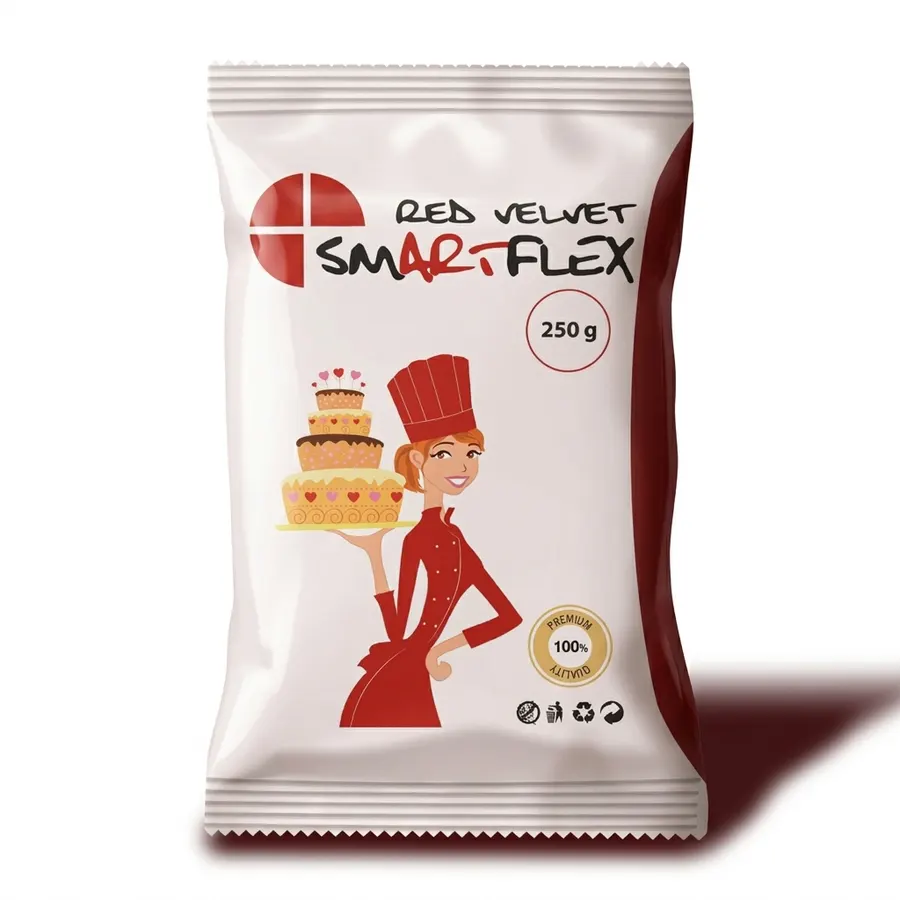 Červená potahovací dortová hmota SMARTFLEX s vanilkovou vůní, balení 250 g