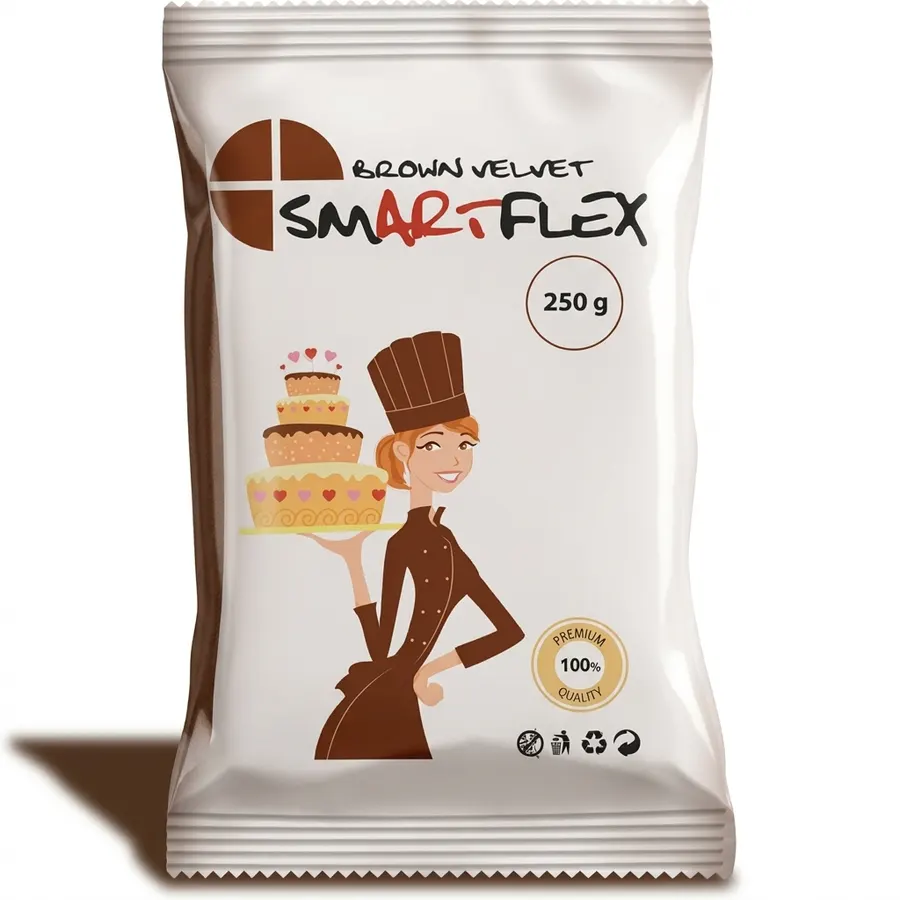 Hnědá potahovací dortová hmota Smartflex s vanilkovou vůní, balení 250 g