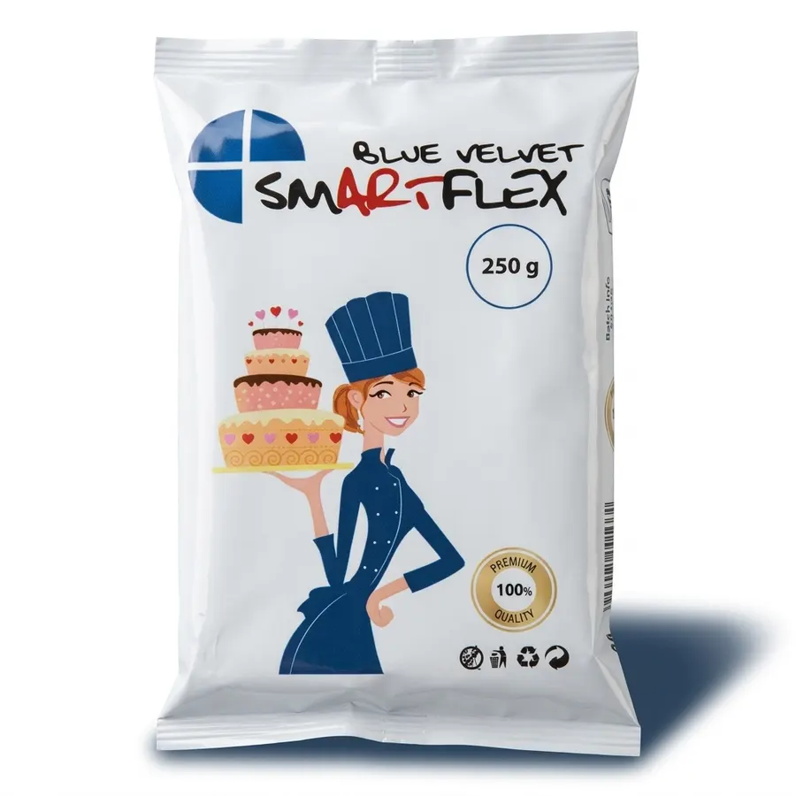 Modrá potahovací dortová hmota SMARTFLEX s vanilkovou příchutí v balení 250 g