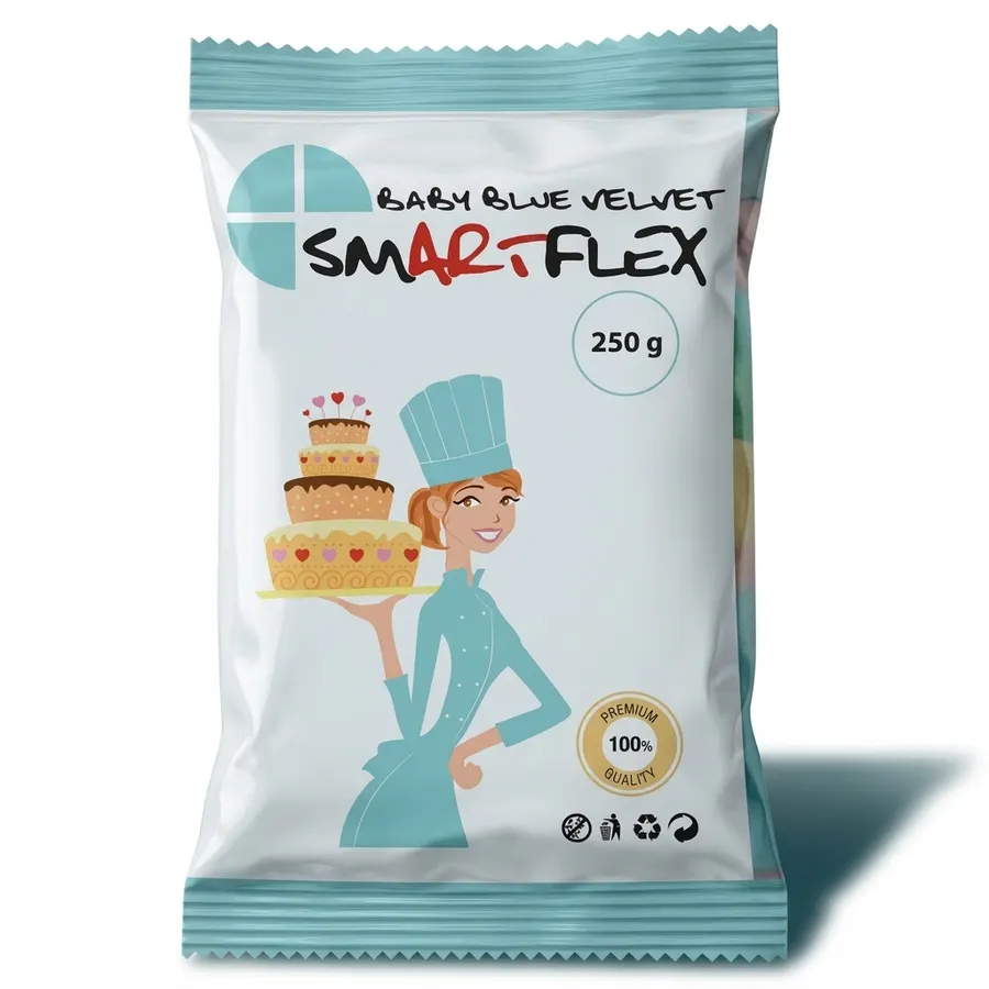 Potahovací dortová hmota SMARTFLEX bledě modrá s vanilkovou příchutí, balení 250 g