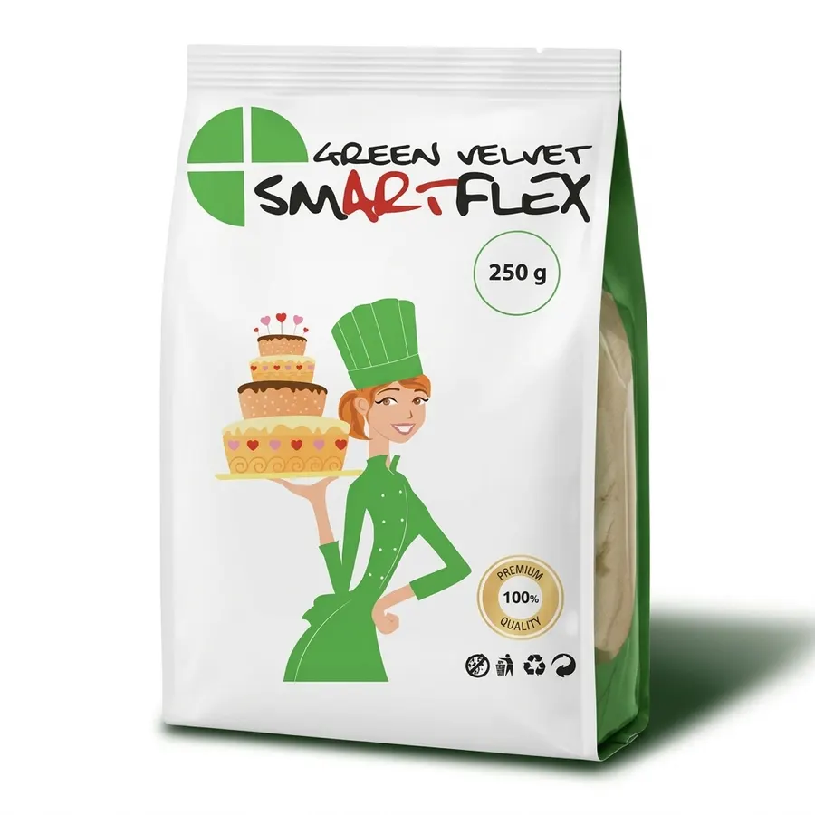 Zelená potahovací dortová hmota SMARTFLEX s vanilkovou příchutí, balení 250 g