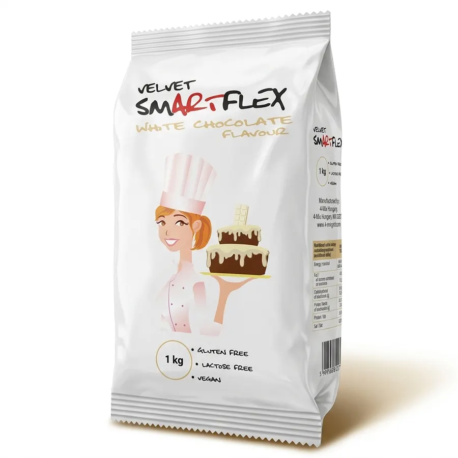 Bílá potahovací dortová hmota SMARTFLEX s příchutí bílé čokolády, balení 1 kg