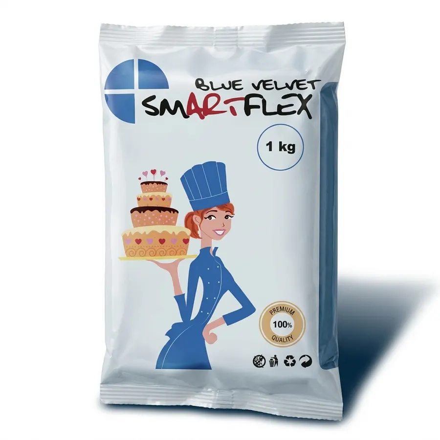 Modrá potahovací dortová hmota SMARTFLEX s vanilkovou příchutí, balení 1 kg