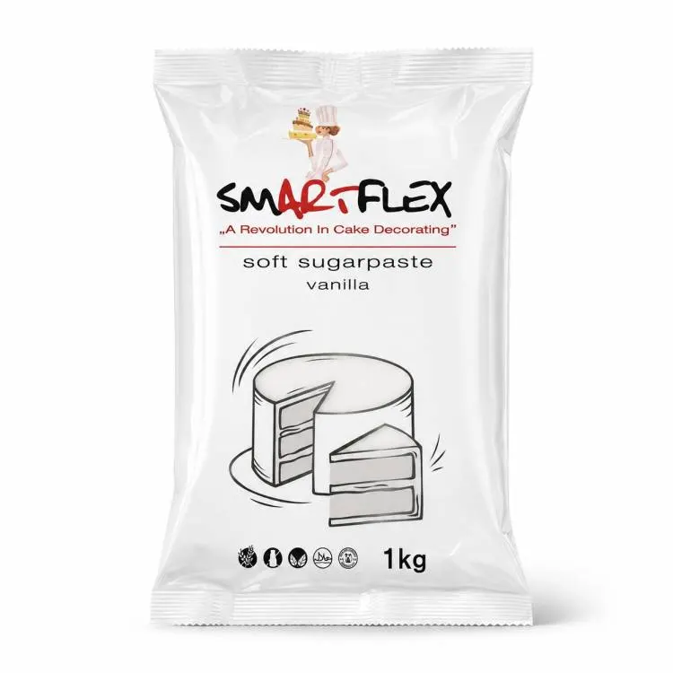 Bílý fondán Smartflex Soft s vanilkovou příchutí, balení 1 kg, potahovací hmota na dort