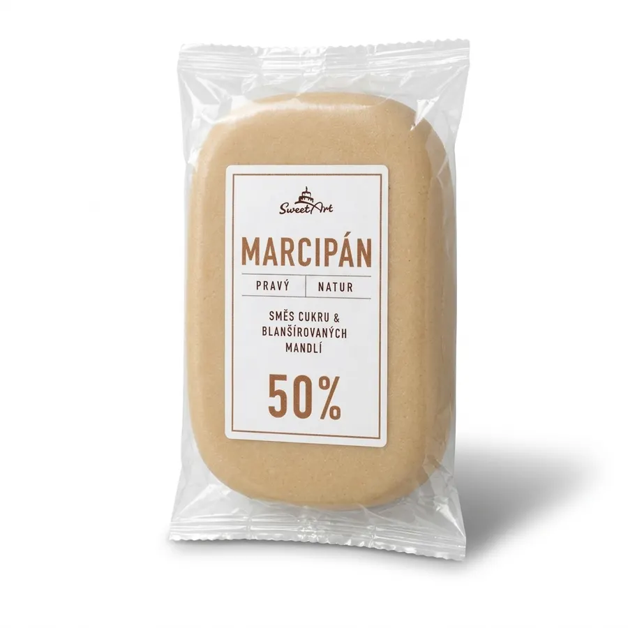 Nebělený marcipán na dort SweetArt, přírodní tmavší odstín, balení 500 g