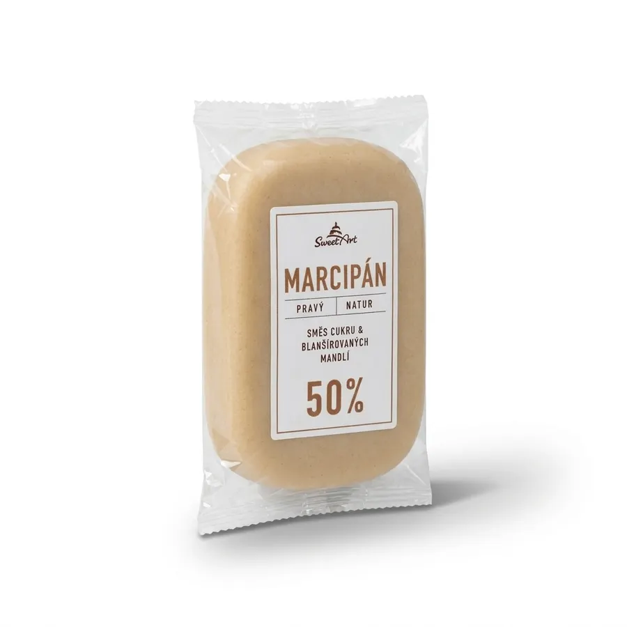 Bílý marcipán v balení 150 g, přírodní odstín slonové kosti, s 50 % mandlí, pro potahování a modelování
