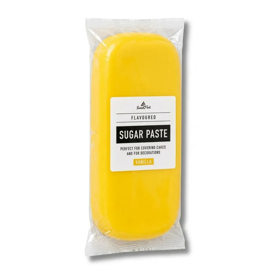 Žlutý potahovací fondán SweetArt v balení 1 kg, hmota na potahování dortů