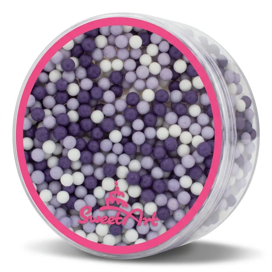 Cukrové perličky SweetArt Sofia v barvě fialové a bílé, průměr 5 mm, balení 80 g