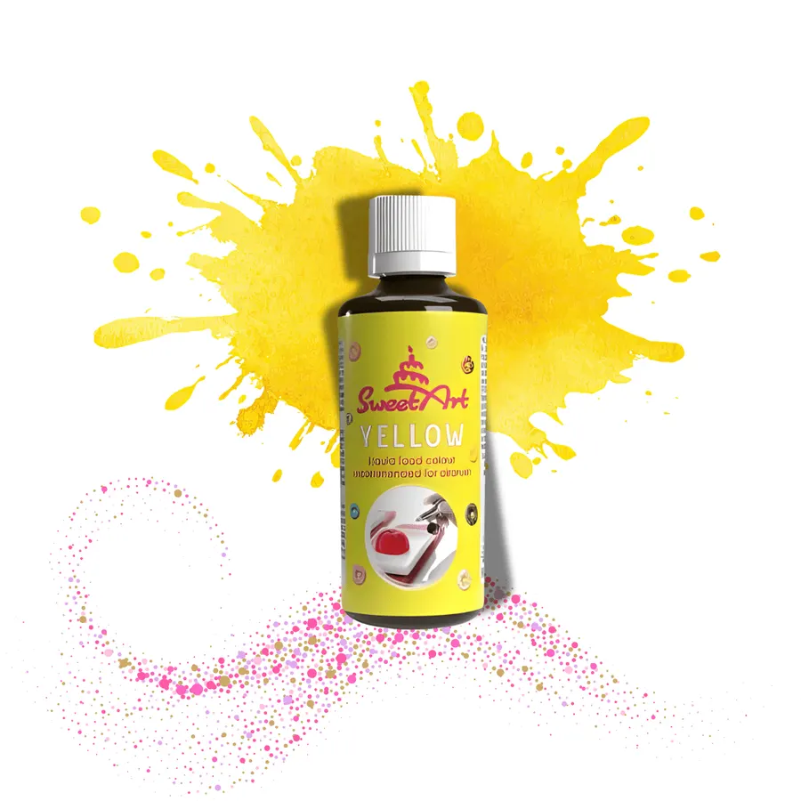 Láhev tekuté airbrush barvy SweetArt v žlutém odstínu Yellow, objem 90 ml