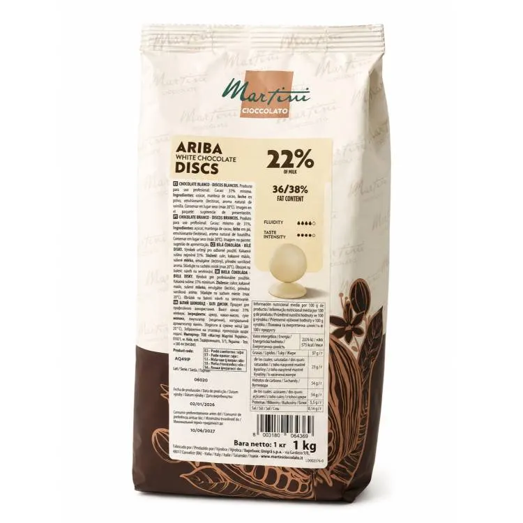 Bílá čokoláda Master Martini 31 % v balení 1 kg, pravá čokoláda s kakaovým máslem