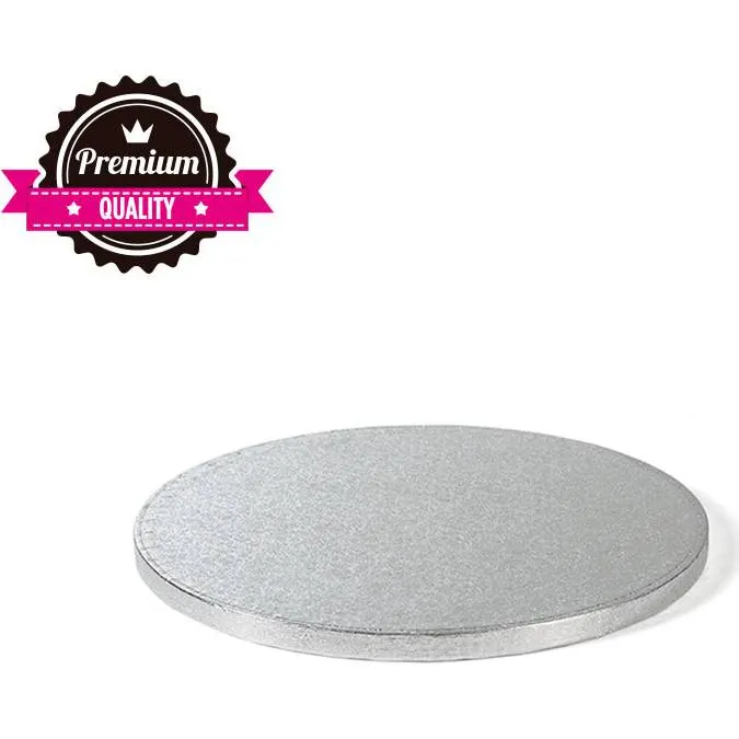 Kulatá stříbrná podložka pod dort, průměr 30 cm, síla 1,2 cm, značka Decora