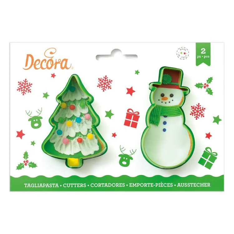 Plastová vykrajovátka Decora ve tvaru stromečku a sněhuláka, balení dvou kusů