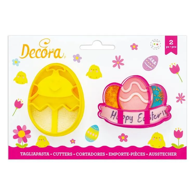 Vykrajovátka Decora ve tvaru kuřátka a vajíčka, sada 2 kusů, kovové formičky pro pečení sušenek