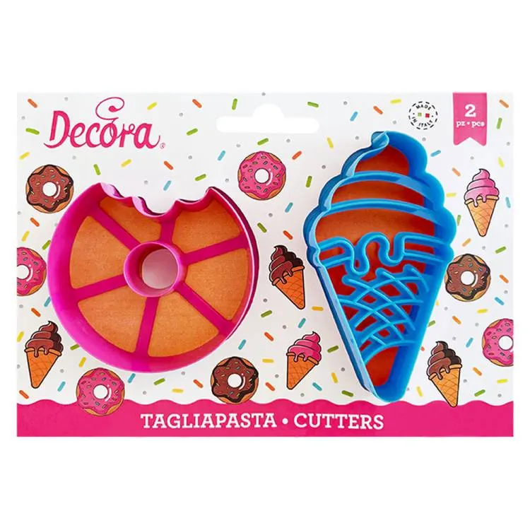 Plastová vykrajovátka Decora ve tvaru zmrzliny a donutu, sada dvou kusů