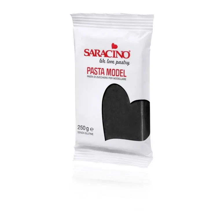 Černá modelovací hmota SARACINO v balení 250 g pro tvarování figurek a dekorací na dort