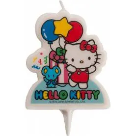 Dortová svíčka Hello Kitty s myškou a balónky, výška 7 cm, barevné provedení