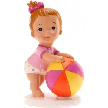 Figurka na dort holčička s míčem z plastu, výška 10 cm, značka Dekora