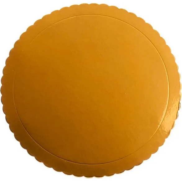 Kulatá zlatá podložka pod dort o průměru 25 cm a tloušťce 3 mm