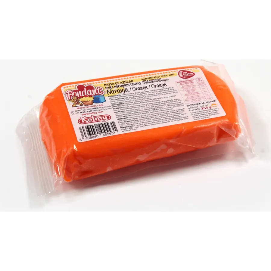 Potahovací hmota Kelmy v zářivě oranžové barvě, balení 1 kg