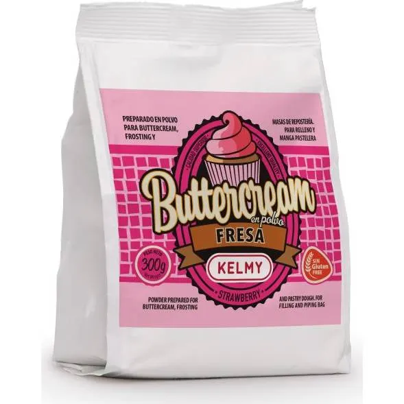 Balení práškové směsi na jahodový krém Kelmy, 300 g, s jahodovou příchutí