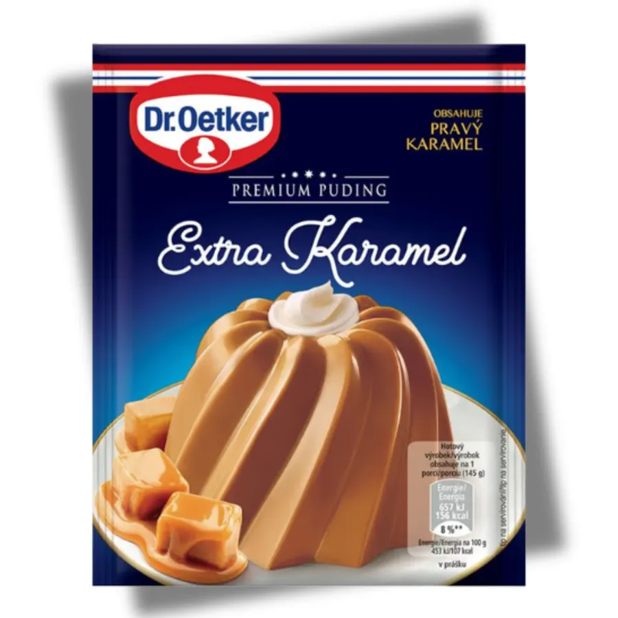 Sáček karamelového pudingu Dr. Oetker Extra karamel o hmotnosti 40 g v prášku pro přípravu krému